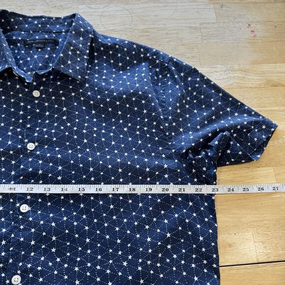John Varvatos Short Sleeve Button Up Shirt Mens Large Blue Star All Over Print - Picture 7 of 10